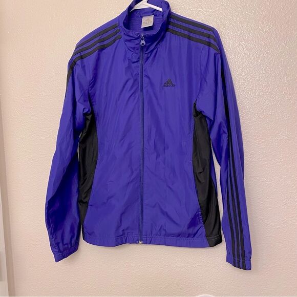 Adidas vintage Y2K purple full zip track windbreaker Jacket Womens M - Picture 1 of 11